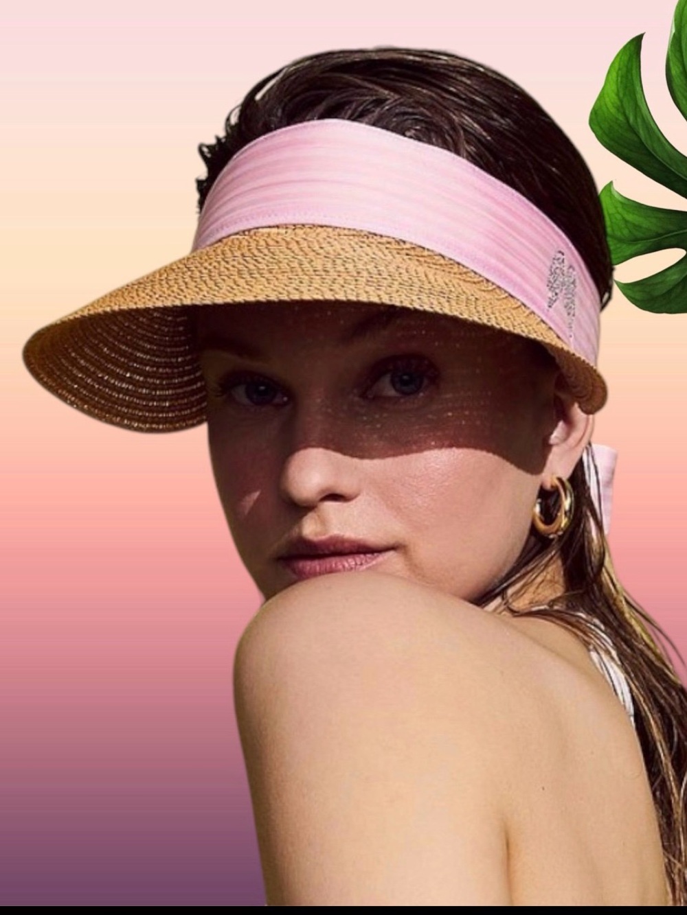 Victoria's Secret Herirage Stripe Straw Scarf Sun Visor